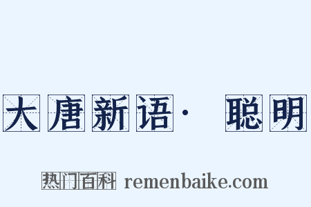 大唐新语·聪明是什么意思的图片